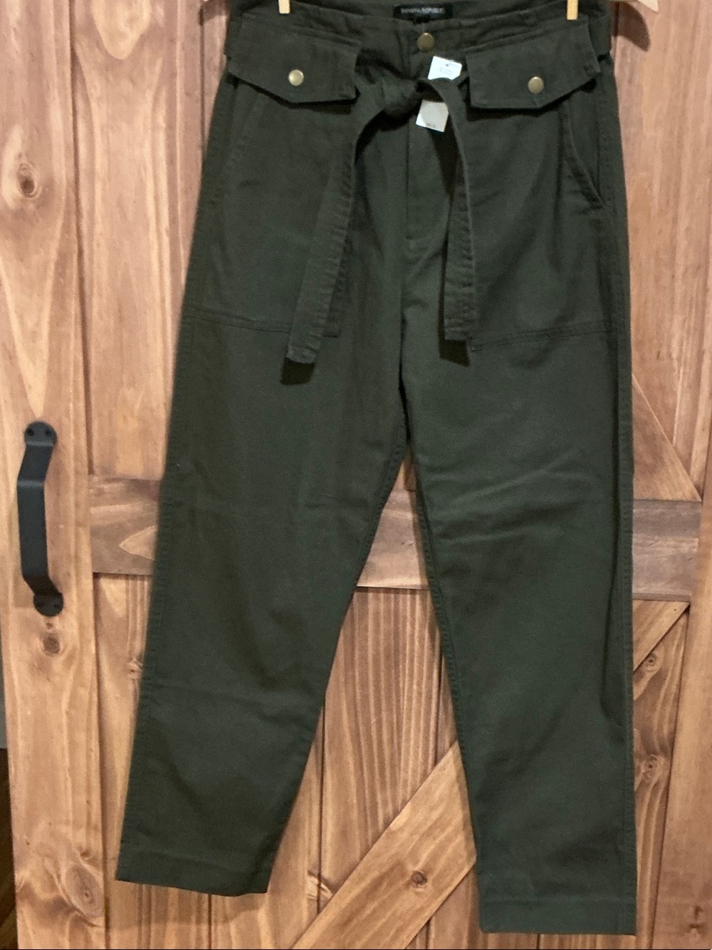 Banana Republic Dark Olive Cargo Pants with Tie Belt